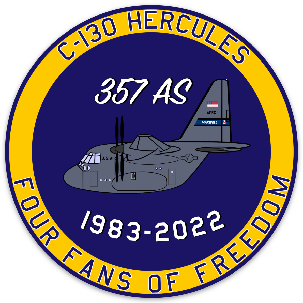 C130 Maxwell AFB 357 AS Four Fans of Freedom Sticker Cockpit Creations