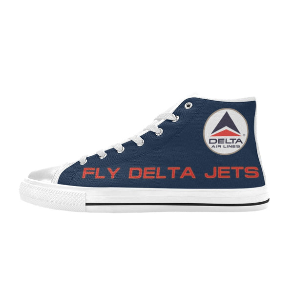 Widget FDJ Blue Men's High Top Canvas Shoes