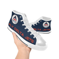 Widget FDJ Blue Men's High Top Canvas Shoes