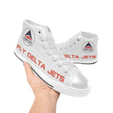Widget FDJ Logo White Men's High Top Canvas Shoes