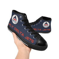 Widget FDJ Logo Blue Black Nose Men's High Top Canvas Shoes