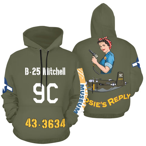 B-25 Rosie's Reply All Over Print Hoodie