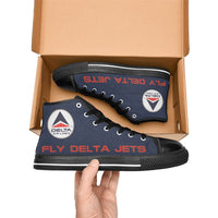 Widget FDJ Logo Blue Black Nose Men's High Top Canvas Shoes