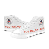 Widget FDJ Logo White Men's High Top Canvas Shoes