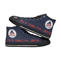 Widget FDJ Logo Blue Black Nose Men's High Top Canvas Shoes