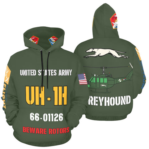 Huey UH-1 Greyhound All Over Print Hoodie