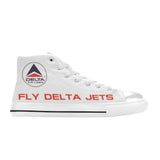 Widget FDJ Logo White Men's High Top Canvas Shoes