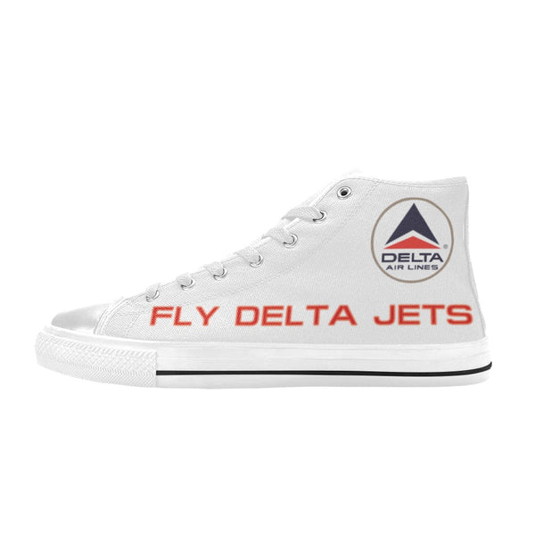 Widget FDJ Logo White Men's High Top Canvas Shoes