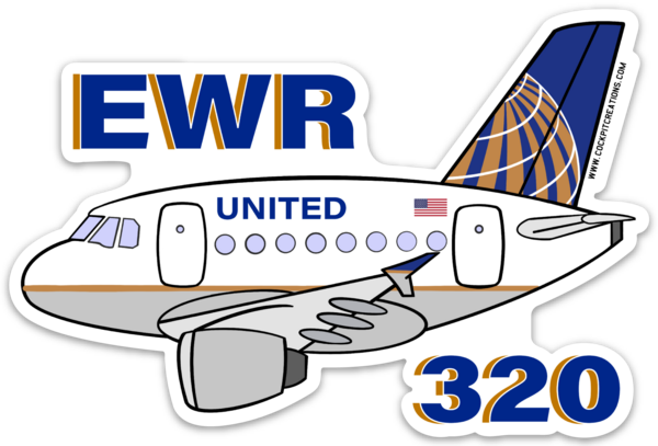 A-320 UAL EWR Sticker