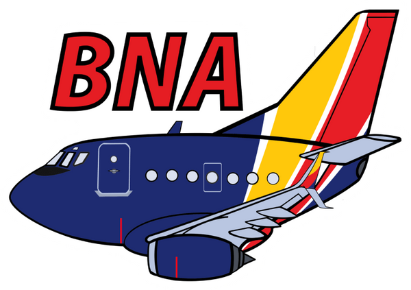 B-737 WN BNA Sticker