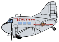 DC-3 Western Airlines Sticker