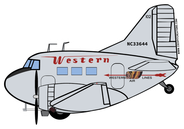 DC-3 Western Airlines Sticker