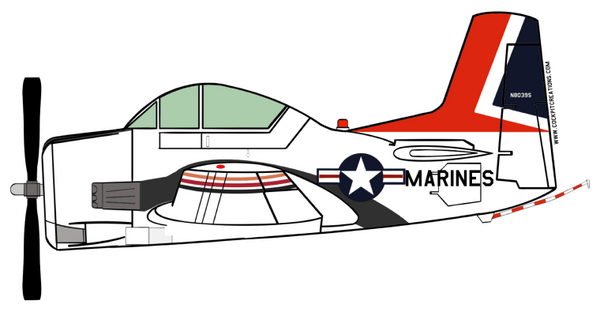 T-28 TrojanMarines  White Sticker