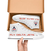 Widget FDJ Logo White Men's High Top Canvas Shoes