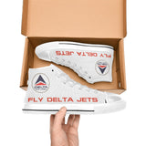Widget FDJ Logo White Men's High Top Canvas Shoes