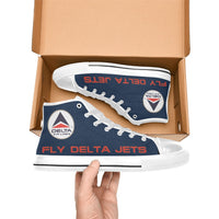 Widget FDJ Blue Men's High Top Canvas Shoes