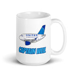 A-320 UAL Captain Weil White glossy mug