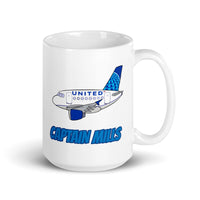 A-320 UAL Captain Mills White glossy mug