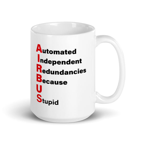 A-320 Airbus Stupid White AA glossy mug