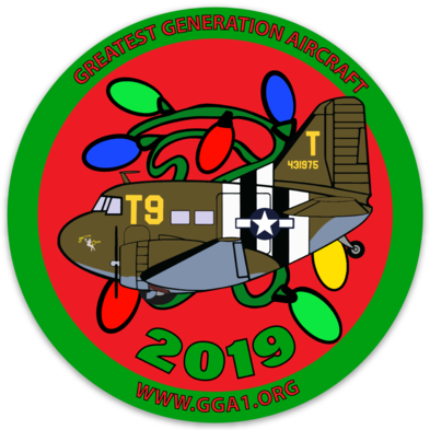 C-47 Southern Cross Christmas Lights Flights Round Sticker