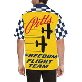 Pitts Freedom Flyers Golden Yellow and Navy Blue Hawaiian Shirt