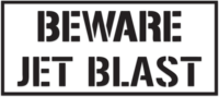 Beware Jet Blast Letter Transfer Sticker-Black