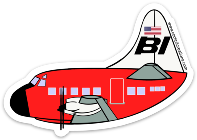 Lockheed Electra Braniff Sticker-Red