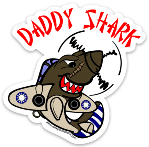 Daddy Shark (Clear Background) P-40 Sticker