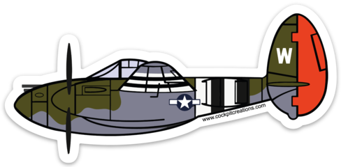 P-38 Lightning Red Tail Sticker