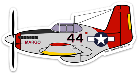 P-51C Margo Red Tail Lt. Col. Alexander Jefferson Sticker