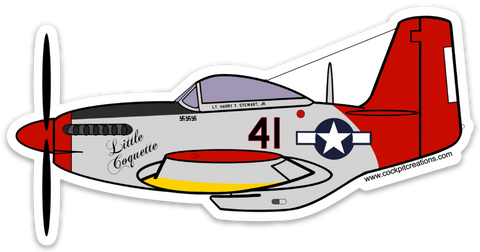 P-51 Little Coquette Red Tail Harry Stewart Tuskegee Airman Sticker